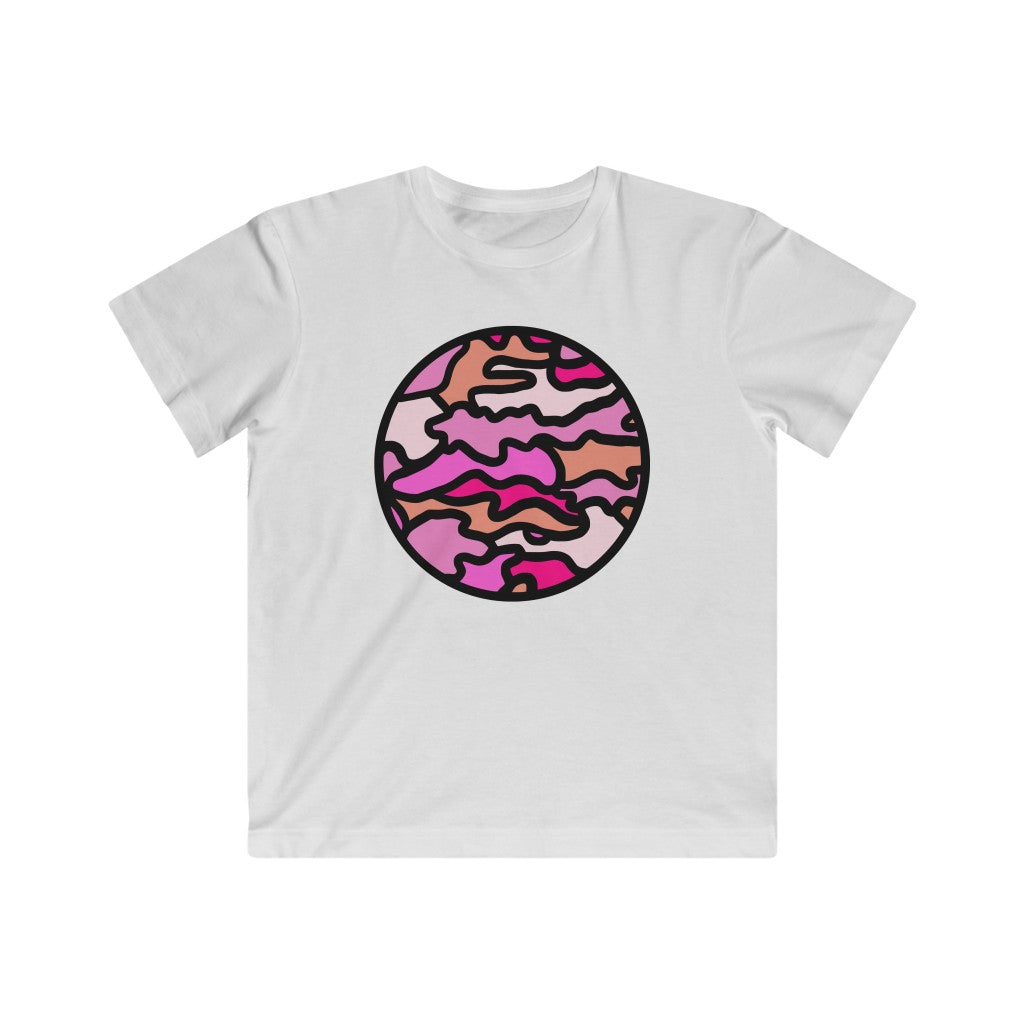 Pink Camo for European kid clients fine jersey tee